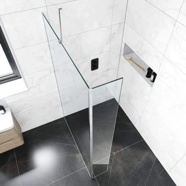 Copenhagen Easy Clean 8mm Wet Room Shower Glass Panel 1400mm & 250mm Return Panel