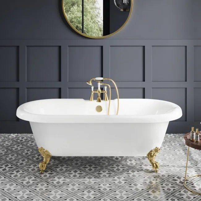 Grosvenor 1700mm Roll Top Bath - Brushed Brass Ball Feet