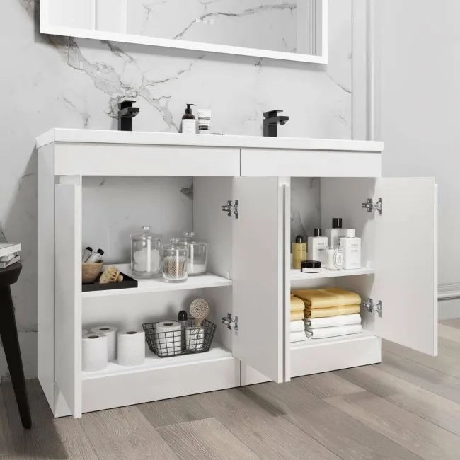 Trent Gloss White Double Basin Vanity 1200mm