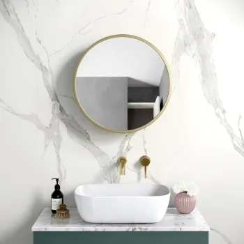 Mollie Matt Brass Round Mirror Cabinet 500mm