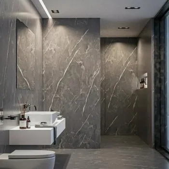 Trepanel Aqua® Matt Grey Marble Effect PVC Shower Wall Panel