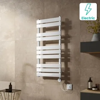 Santorini Electric White Flat Panel Heated Towel Rail 1000x450mm