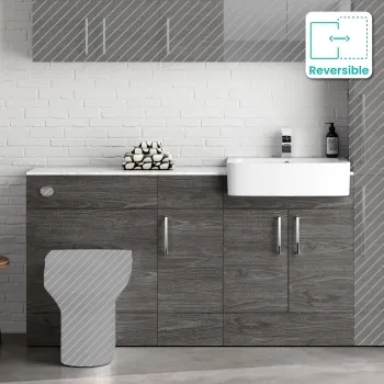 Harper Charcoal Elm Combination Vanity Basin with Marble Top 1500mm