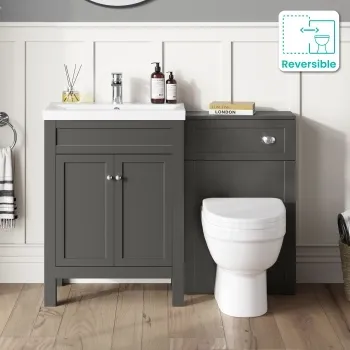 Bermuda Graphite Grey Combination Vanity Basin and Seattle Toilet 1100mm