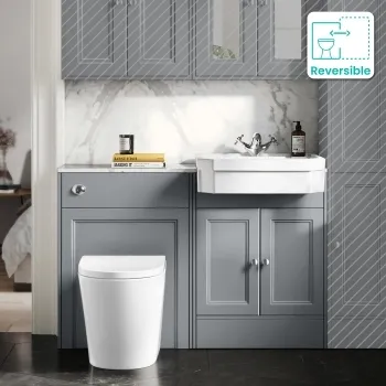 Monaco Dove Grey Combination Vanity Traditional Basin with Marble Top & Boston Toilet 1200mm