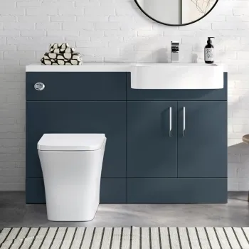 Harper Navy Blue Combination Vanity Basin and Houston Toilet 1200mm - Right Handed