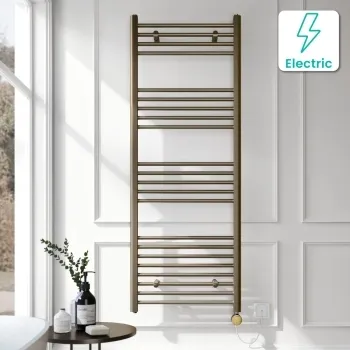 Barcelona Electric Antique Gold Straight Heated Towel Rail 1600x600mm