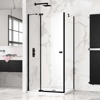 Vienna Matt Black Easy Clean 8mm Hinged Shower Enclosure 1100x800mm