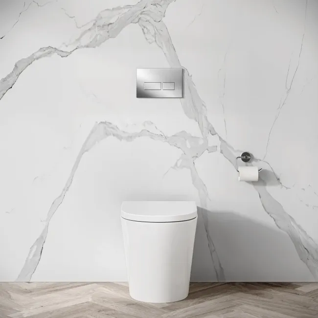 Idaho Pneumatic Concealed Cistern with Chrome Flush Plate - Square Buttons