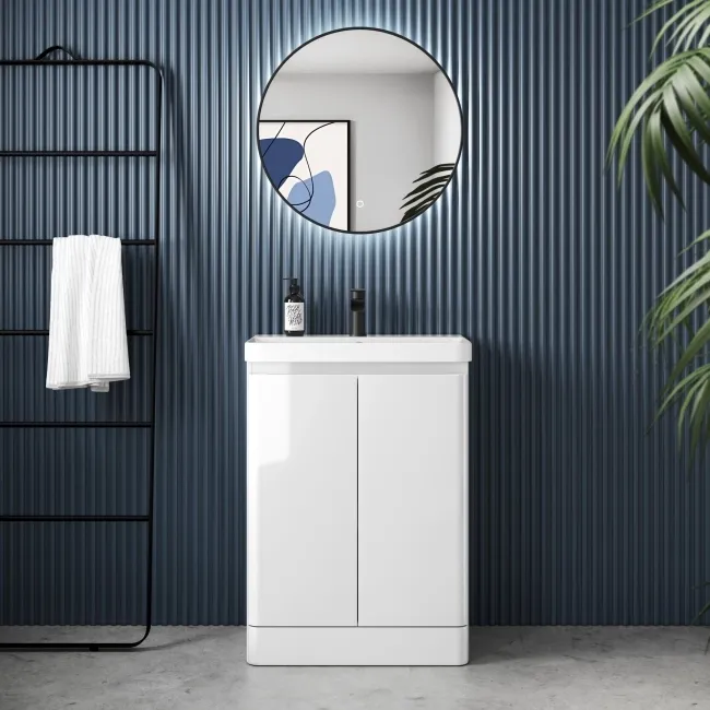 Corsica Gloss White Slimline Basin Vanity 600mm