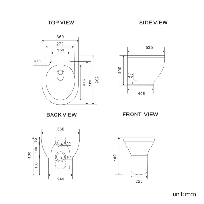 Kansas Traditional Rimless Back To Wall Toilet With Cashmere Pink Wooden Seat