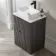 Crete Fluted Charcoal Elm Vanity Drawer with Marble Top & Marin Basin 600mm