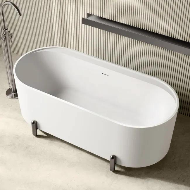 Shore 1700 Matt White Freestanding Bath - Gunmetal Feet