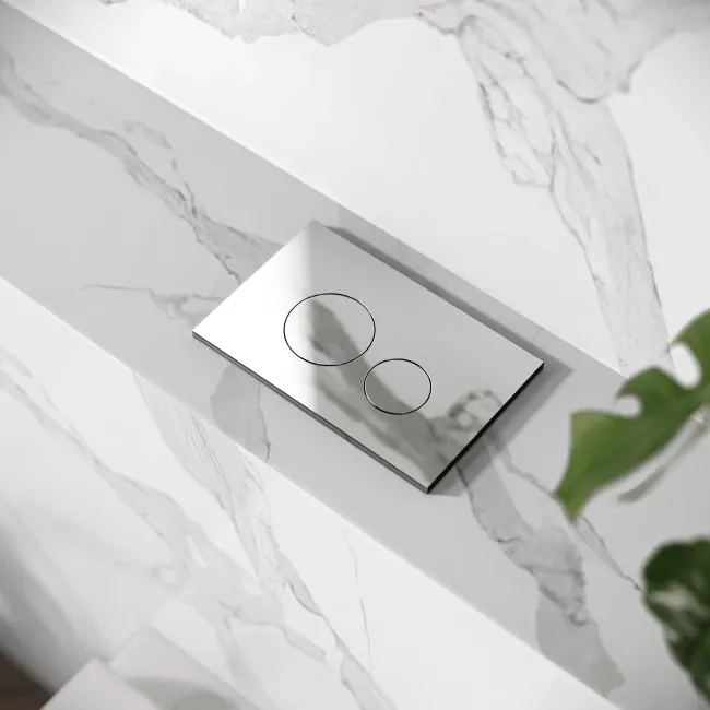 Idaho Pneumatic Compact Top & Front Wall Hung Toilet Frame and Concealed Cistern with Chrome Flush Plate - Round Buttons