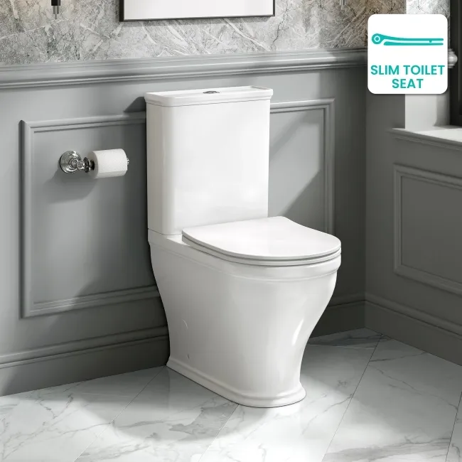 Kansas Traditional Rimless Close Coupled Toilet With Premium Soft Close Slim Seat