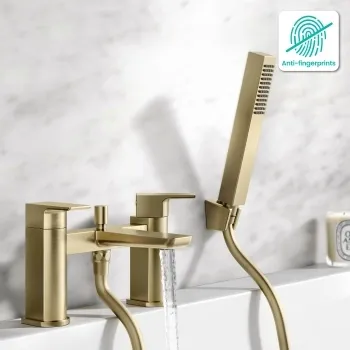 Ribble Brushed Brass Bath Filler & Handheld Shower
