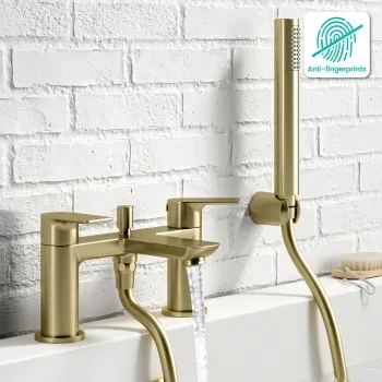 Lusk Brushed Brass Bath Filler & Handheld Shower
