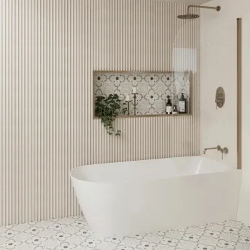 Trepanel Aqua 3D® Waterproof Ivory Stone Effect Reeded Wall Panel 3 Pack (Covers 1.80 SQM)