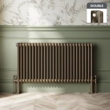 Athens Antique Gold Double Column Horizontal Traditional Radiator 600x1190mm