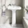 Hudson Traditional High-Level Toilet With Inky Blue Seat & Pedestal Basin - Single Tap Hole