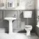 Hudson Traditional Low-Level Toilet With Chalk White Seat & Pedestal Basin - Double Tap Hole