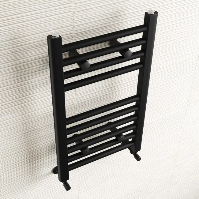 Naples Premium Matt Black Straight Heated Towel Rail 650x400mm