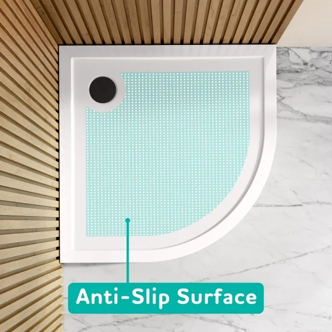 Doha Quadrant Gloss White Anti-slip Stone Shower Tray 800x800mm