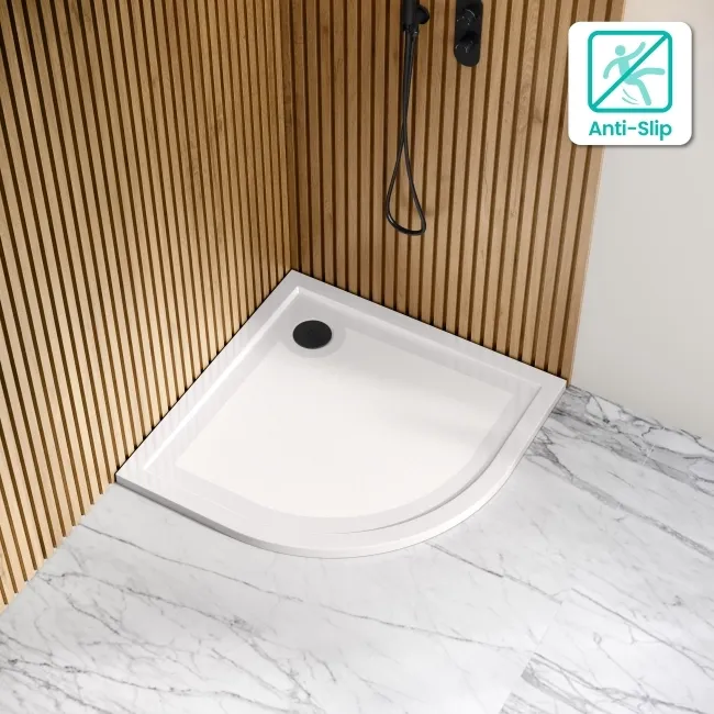 Doha Quadrant Gloss White Anti-slip Stone Shower Tray 900x900mm