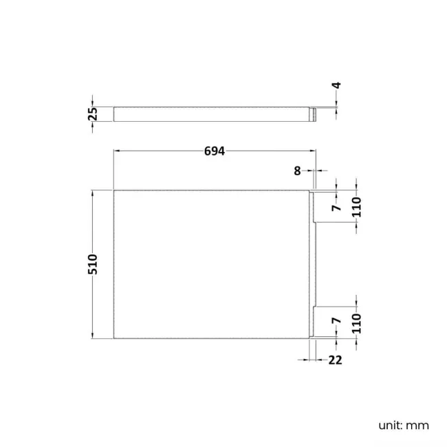 700 Super Strength Reinforced Acrylic Straight Bath End Panel
