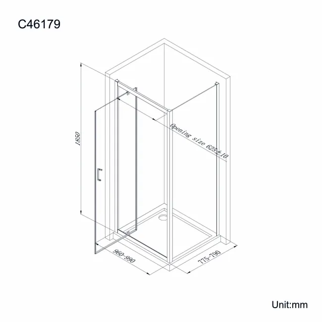London Matt Black 6mm Pivot Shower Enclosure 1000x800mm
