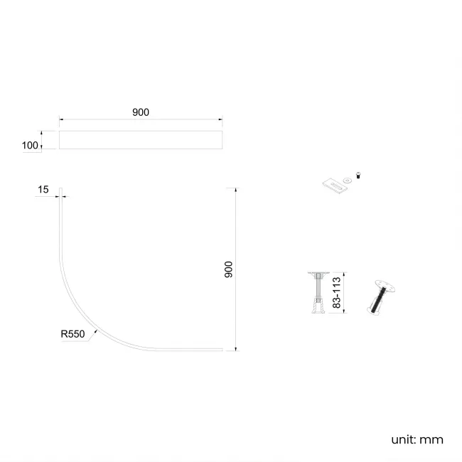 Doha Quadrant Gloss White Anti-Slip Stone Shower Tray 900x900mm & Riser Kit