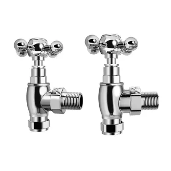 Chrome Angled Traditional Manual Radiator Valves Standard 15mm