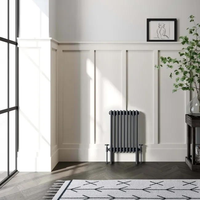 Athens Anthracite Triple Column Horizontal Traditional Radiator 600x425mm