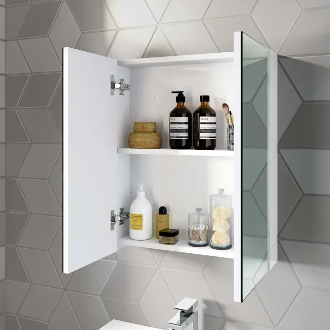 Gloss White Mirror Cabinet 500mm