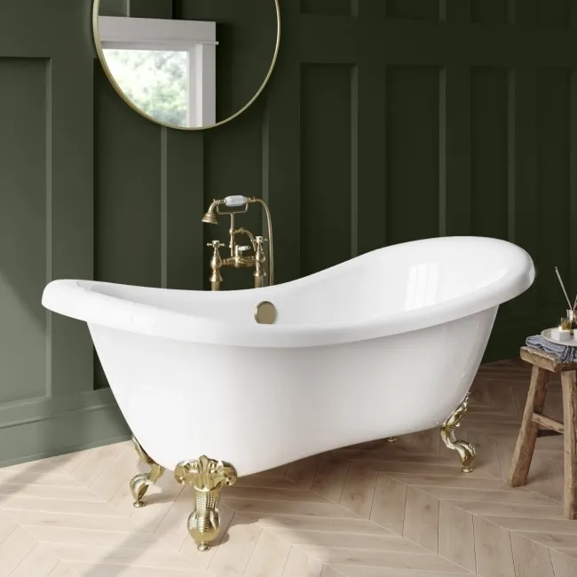 Tonbridge 1750mm Roll Top Bath - Brushed Brass Ball Feet