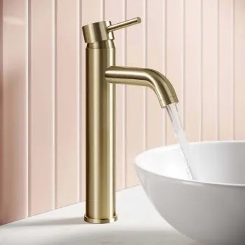 Trent Brushed Brass High Rise Basin Mixer Tap