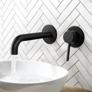 Selma Matt Black Wall Mounted Basin Mixer Tap