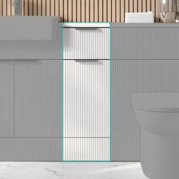 Sicily Fluted Coastal White Side Cabinet Unit 300mm - Chrome Handles