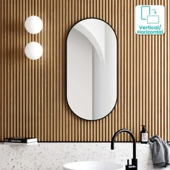 Essence Black Framed Pill Bathroom Mirror 1000x500mm