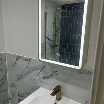 Olivia Matt Brass Illuminated LED Mirror Cabinet With BLUETOOTH Speaker 710x500mm