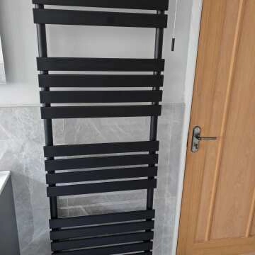 Santorini Matt Black Flat Panel Heated Towel Rail 1600x600mm
