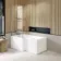 L Shaped 1500 Shower Bath with Front Panel & 6mm Easy Clean Screen with Rail - Left Handed