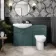 Capri Mystic Green Combination Vanity Basin and Aruba Toilet 1350mm - Chrome Handles
