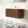 Positano Natural Walnut Curved Wall Hung Basin Drawer Vanity 1200mm