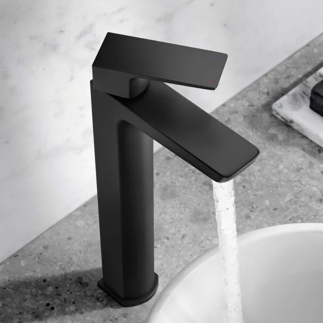 Ribble Matt Black High Rise Basin Mixer Tap
