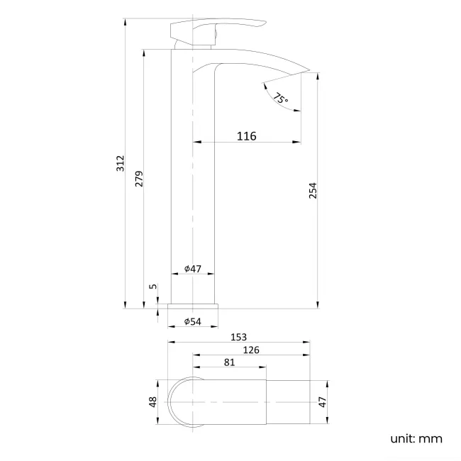 Spey Matt Black High Rise Basin Mixer Tap