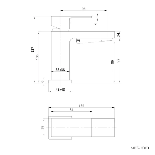 Tamar Chrome Cloakroom Basin Mixer Tap