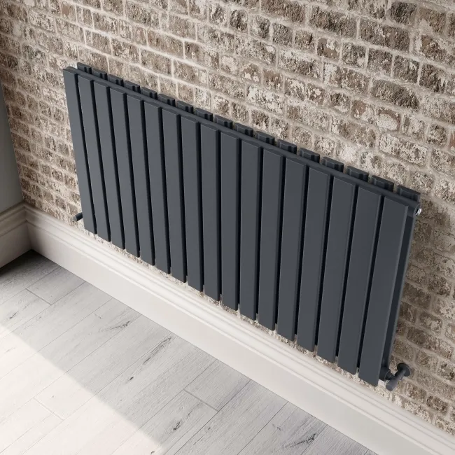 Faro Anthracite Double Flat Panel Horizontal Radiator 600x1190mm