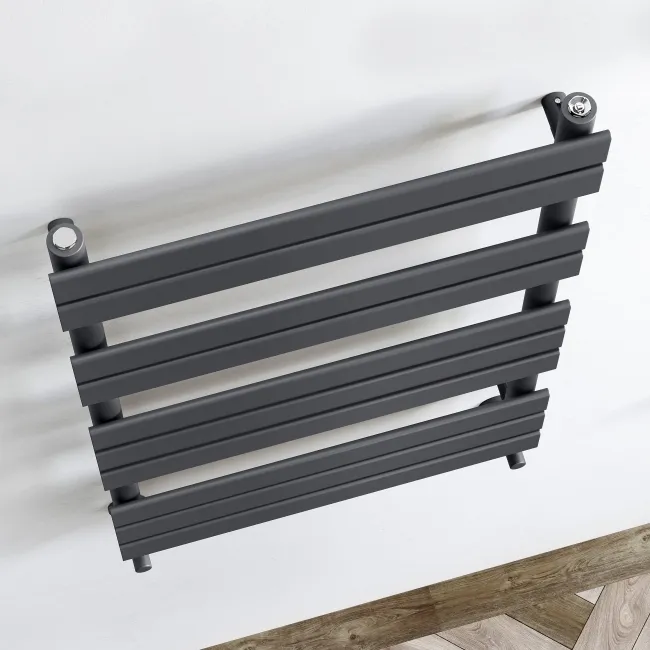 Santorini Anthracite Flat Panel Heated Towel Rail 1000x600mm