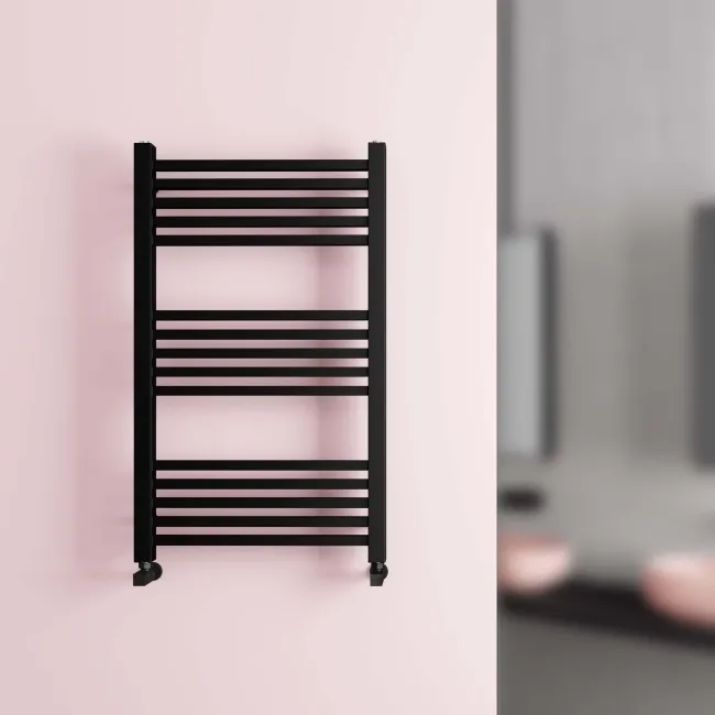 Valetta Matt Black Square Heated Towel Rail 1000x600mm